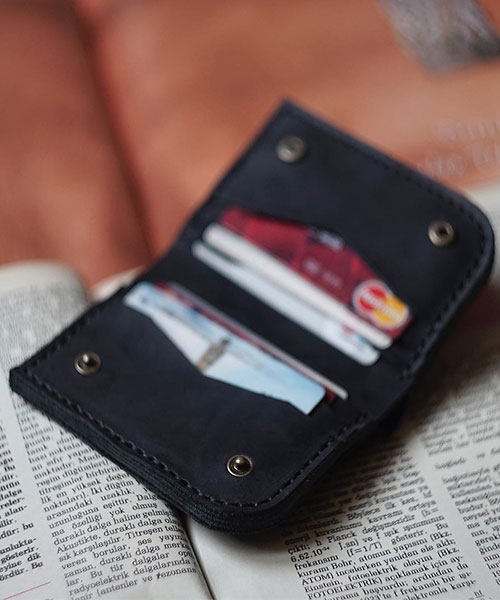 Atleather Çıtçıtlı Deri Cüzdan Siyah