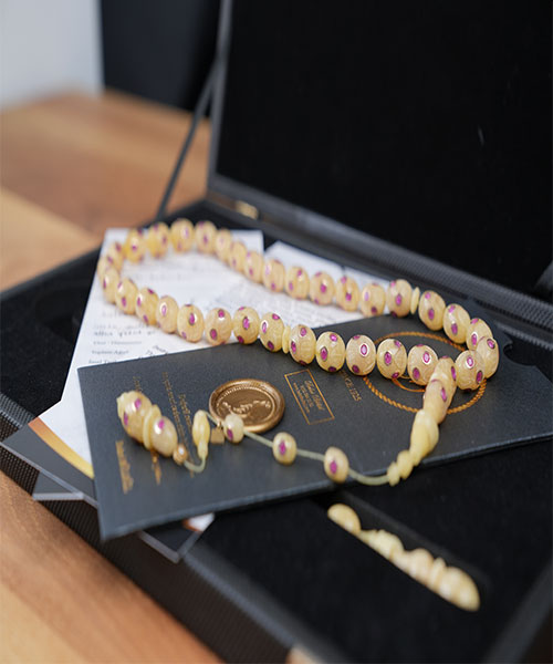 Bahri Bülbül Yakut Altın İşlemeli Tek Kaya Kaliningrad Damla Kehribar Tespih