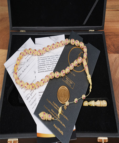 Bahri Bülbül Yakut Altın İşlemeli Tek Kaya Kaliningrad Damla Kehribar Tespih