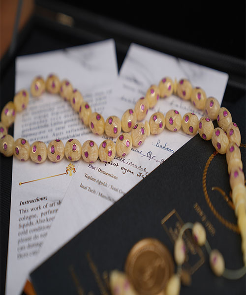 Bahri Bülbül Yakut Altın İşlemeli Tek Kaya Kaliningrad Damla Kehribar Tespih