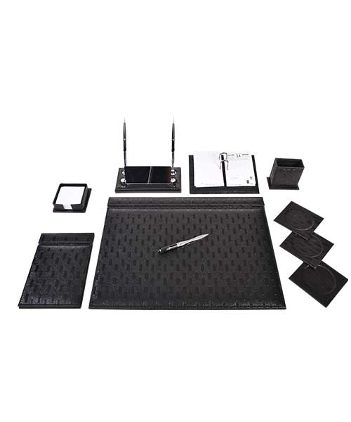 Gülpaş 10 Parça Lüks Hasır Desen Sümen Takımı Siyah 925