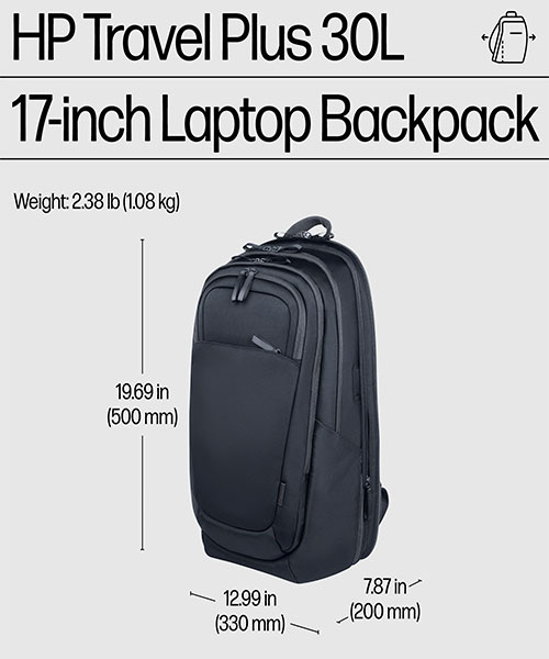 HP A2CE0AA Travel Plus 30 Liter 17 Laptop Backpack