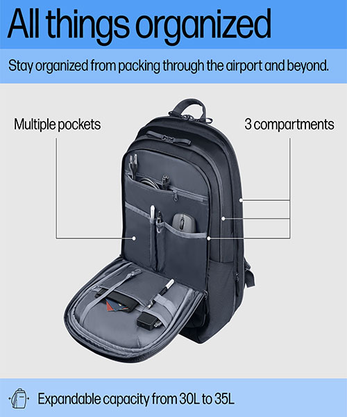 HP A2CE0AA Travel Plus 30 Liter 17 Laptop Backpack