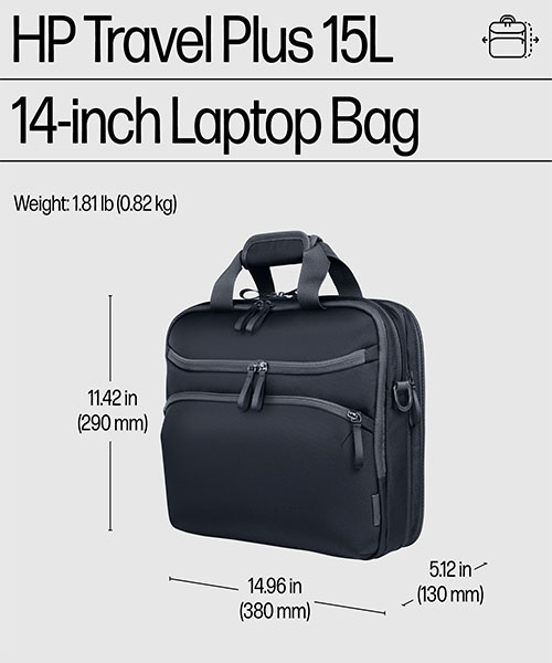 HP A2CE2AA Travel Plus 15 Liter 14 Laptop Bag