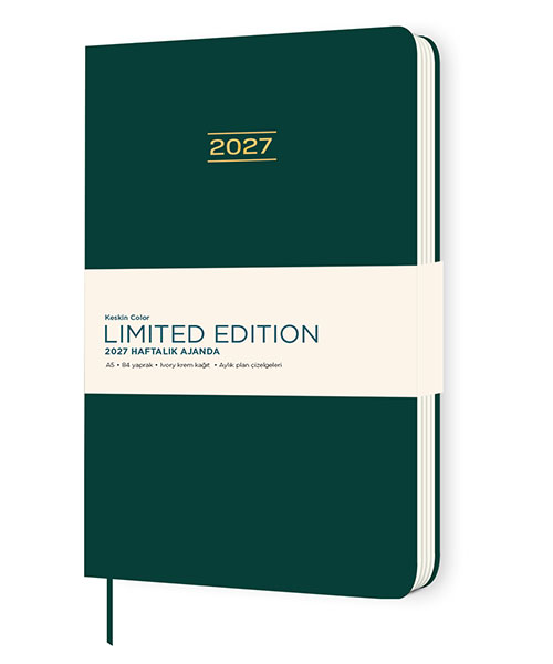 Keskincolor 2027 A5 Ciltli Limited Edition Haftalık Ajanda Yeşil 600236-99