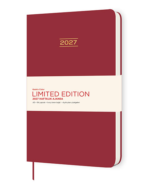 Keskincolor 2027 A5 Ciltli Limited Edition Haftalık Ajanda Kırmızı 600237-99