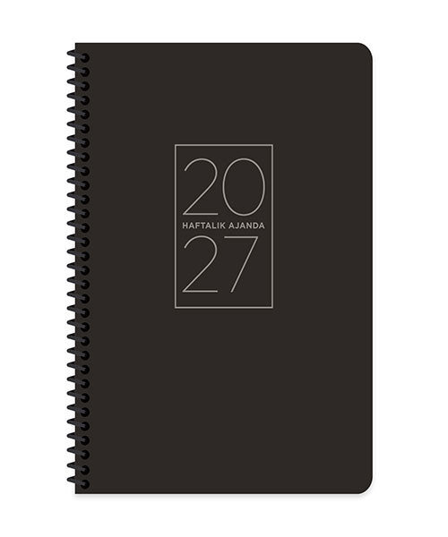 Keskincolor 2027 17*24 Spiralli Haftalık  Ajanda Siyah 600268-99