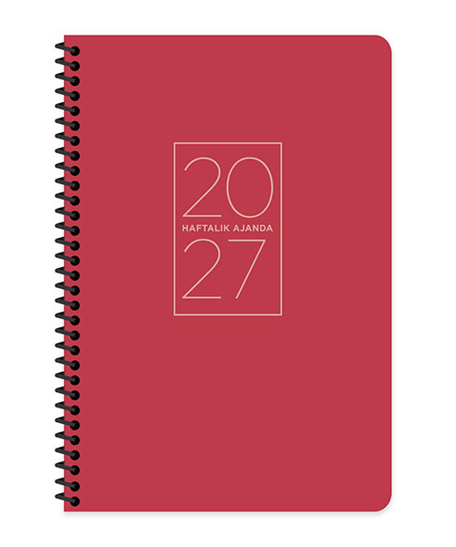 Keskincolor 2027 17*24 Spiralli Haftalık  Ajanda Kırmızı 600270-99
