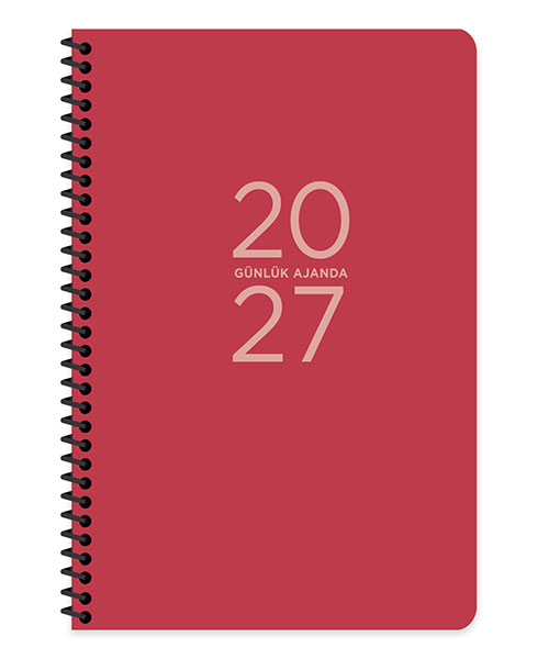Keskincolor 2027 17*24 Spiralli Günlük  Ajanda Kırmızı 600274-99