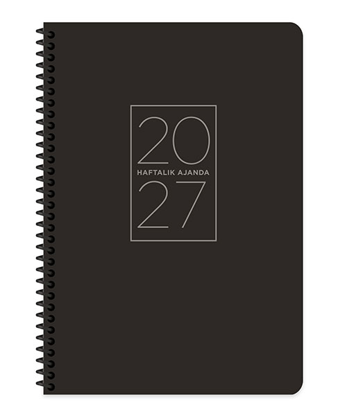 Keskincolor 2027 20*28 Spiralli Haftalık Ajanda Siyah 600295-99
