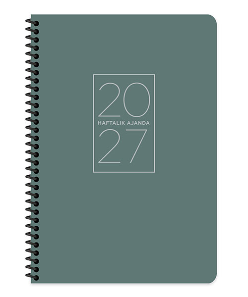 Keskincolor 2027 20*28 Spiralli Haftalık Ajanda Yeşil 600296-99