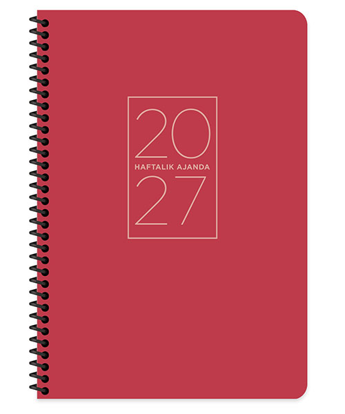 Keskincolor 2027 20*28 Spiralli Haftalık Ajanda Kırmızı 600297-99