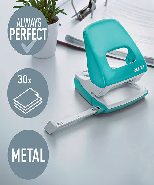 Leitz Delgeç WOW 30 Sayfa Kapasiteli 50082051 Metalik Buz Mavisi