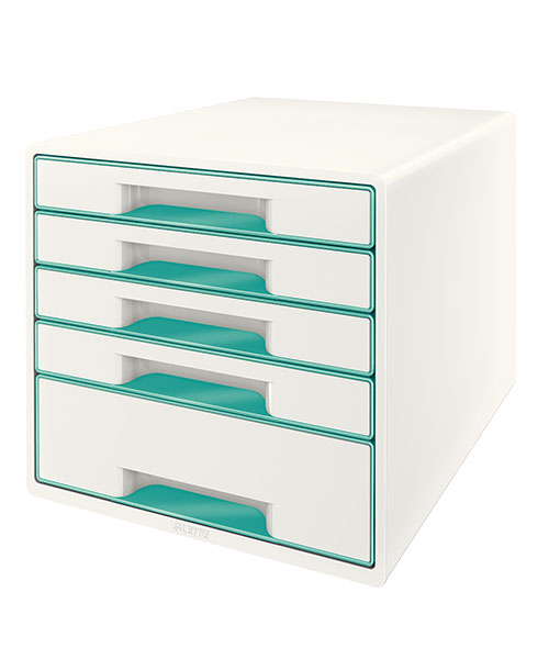 Leitz WOW Çekmeceli Evrak Rafı 5 Çekmeceli 52142051 Metalik Buz Mavisi