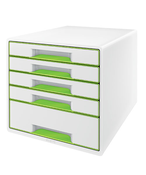 Leitz WOW Çekmeceli Evrak Rafı 5 Çekmeceli 52142054 Metalik Beyaz-Yeşil