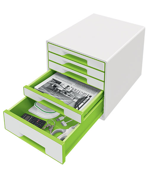 Leitz WOW Çekmeceli Evrak Rafı 5 Çekmeceli 52142054 Metalik Beyaz-Yeşil