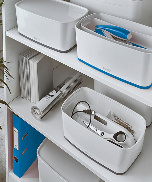 Leitz MyBox® Kapaklı Küçük Saklama Kutusu 52291036 Mavi-Beyaz