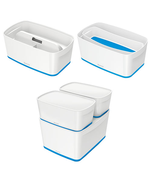 Leitz MyBox® Kapaklı Küçük Saklama Kutusu 52291036 Mavi-Beyaz