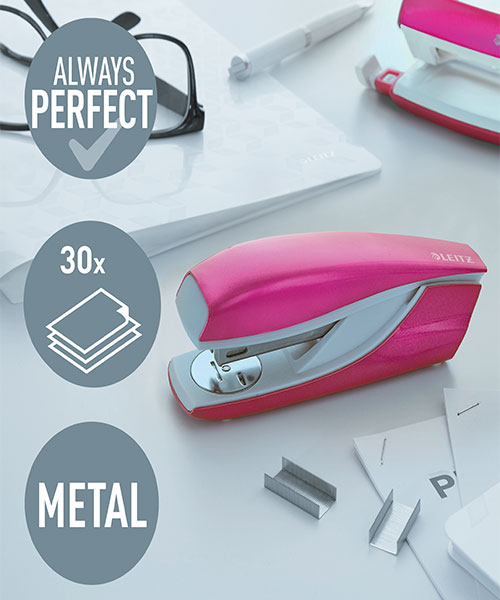 Leitz Zımba WOW 30 Sayfa Kapasiteli 55022023 Metalik Pembe