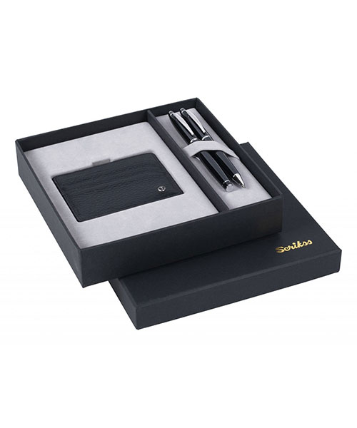 Scrikss Dr 208 35 Dolma Kalem - Tükenmez Kalem Siyah & Hakiki Deri Comfort Kredi Kartlık Siyah