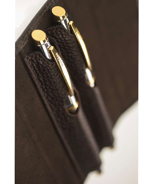 Scrikss Dr 2108-1 Hakiki Deri Toscana İkili Kalemlik Siyah