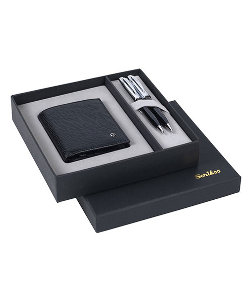 Scrikss Dr 217 39 Tükenmez Kalem - Versatil Siyah Krom&Hakiki Deri Comfort Cüzdan Siyah