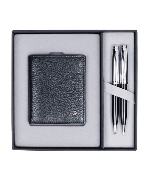 Scrikss Dr 217 39 Tükenmez Kalem - Versatil Siyah Krom&Hakiki Deri Comfort Cüzdan Siyah