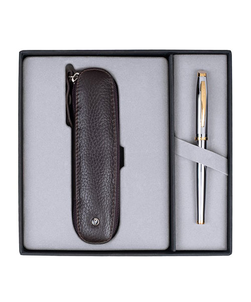 Scrikss Dr 221 39 Roller Gold Krom & Tekli Kalem Kılıfı Kahve