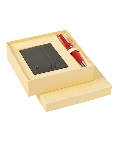 Scrikss Dr 3104-C1/2 62 Tükenmez Kalem Kırmızı & Soft Deri Haki Kredi Kartlık