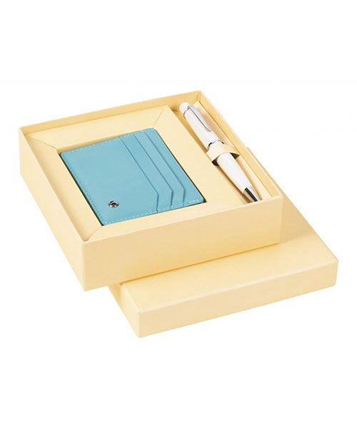 Scrikss Dr 3104-C4/2  62 Tükenmez Kalem Beyaz & Soft Deri Turkuaz Kredi Kartlık