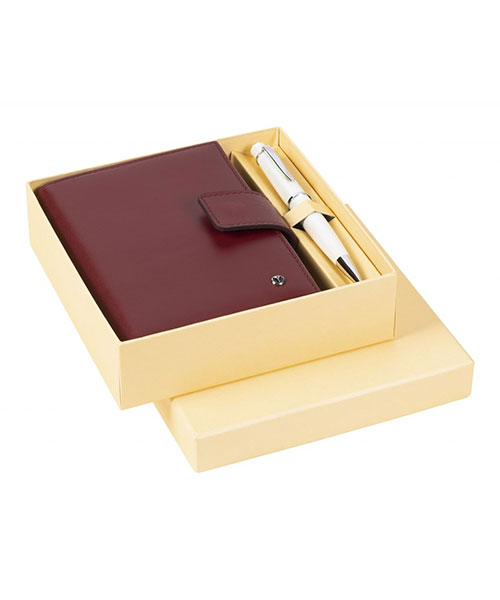 Scrikss Dr 3202-C2/2 62 Tükenmez Kalem Beyaz & Soft Deri Bordo Cep Ajandası
