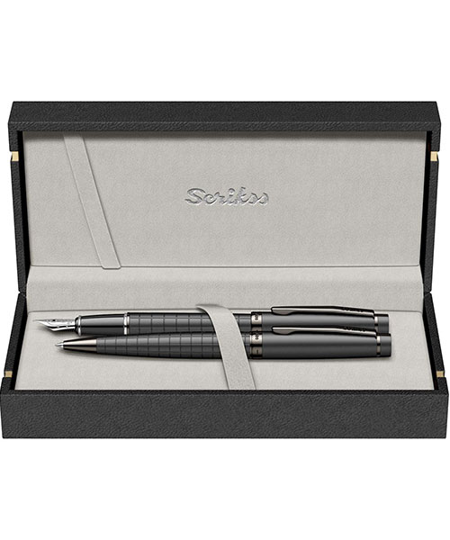 Scrikss Honour 38 Dolma Kalem - Tükenmez Kalem İkili Set Mat Siyah