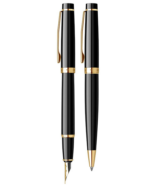 Scrikss Honour 38 Dolma Kalem - Tükenmez Kalem İkili Set Siyah Altın