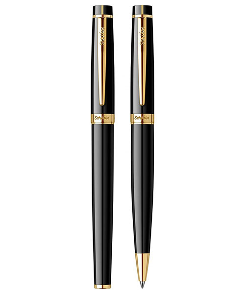 Scrikss Honour 38 Dolma Kalem - Tükenmez Kalem İkili Set Siyah Altın