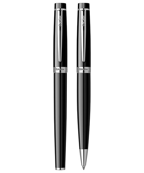Scrikss Honour 38 Dolma Kalem - Tükenmez Kalem İkili Set Siyah Krom