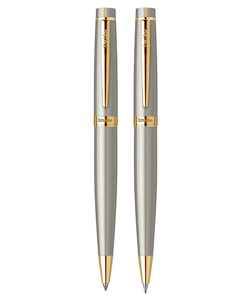 Scrikss Honour 38 Tükenmez Kalem - Versatil İkili Set Saten Altın