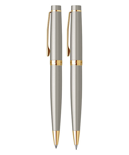 Scrikss Honour 38 Tükenmez Kalem - Versatil İkili Set Saten Altın