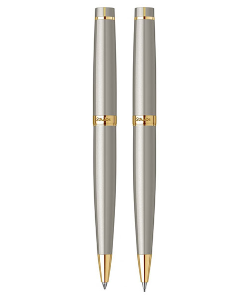 Scrikss Honour 38 Tükenmez Kalem - Versatil İkili Set Saten Altın