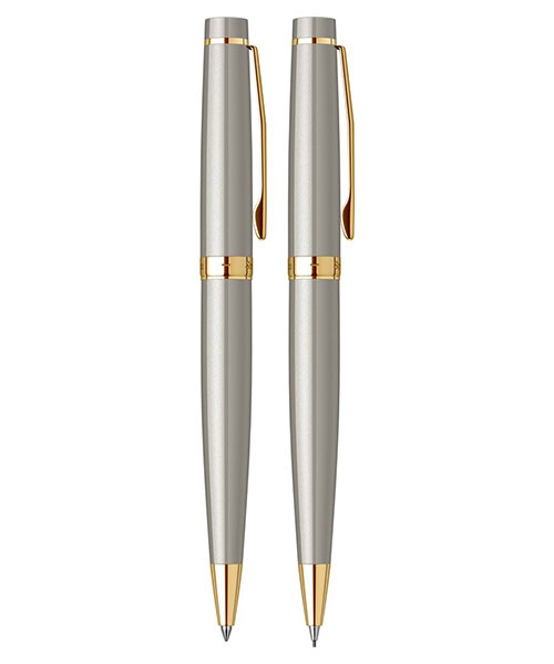 Scrikss Honour 38 Tükenmez Kalem - Versatil İkili Set Saten Altın