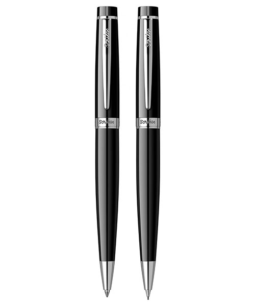 Scrikss Honour 38 Tükenmez Kalem - Versatil İkili Set Siyah Krom
