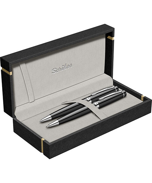 Scrikss Honour 38 Tükenmez Kalem - Versatil İkili Set Siyah Krom