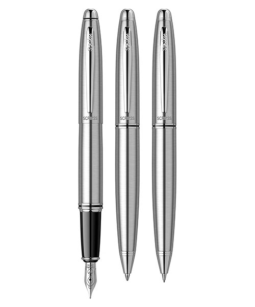 Scrikss Knight 88  Dolma Kalem - Tükenmez Kalem - Versatil Üçlü Set Krom