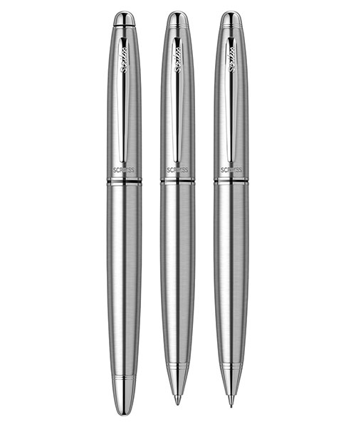 Scrikss Knight 88  Dolma Kalem - Tükenmez Kalem - Versatil Üçlü Set Krom
