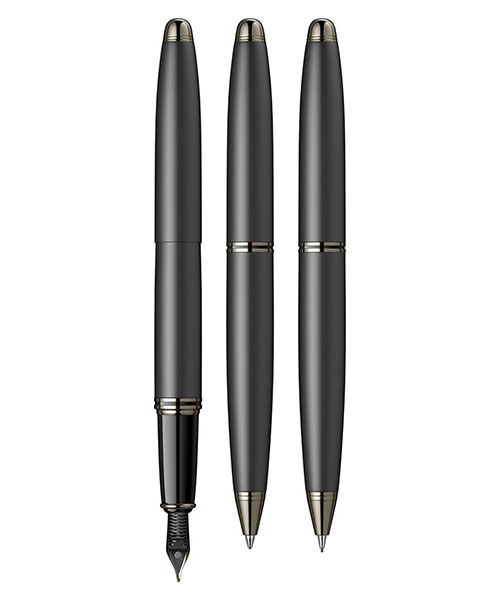 Scrikss Knight 88  Dolma Kalem - Tükenmez Kalem - Versatil Üçlü Set Mat Siyah