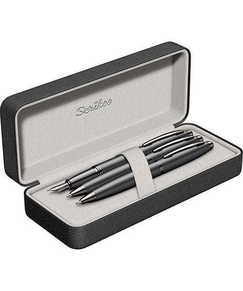 Scrikss Knight 88  Dolma Kalem - Tükenmez Kalem - Versatil Üçlü Set Mat Siyah