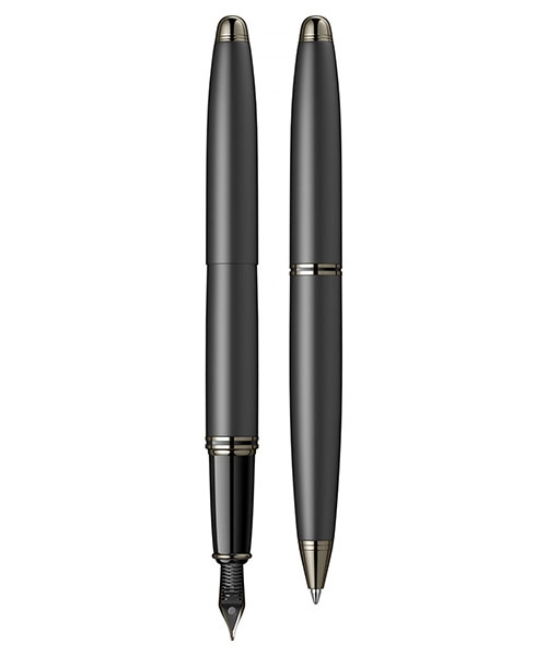 Scrikss Knight 88 Dolma Kalem - Tükenmez Kalem İkili Set Mat Siyah