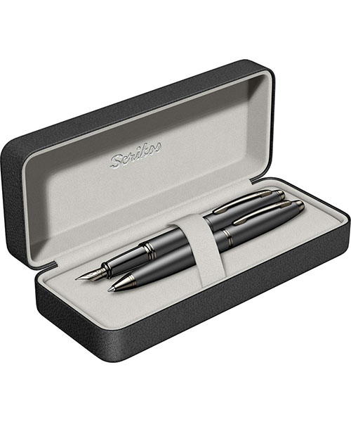 Scrikss Knight 88 Dolma Kalem - Tükenmez Kalem İkili Set Mat Siyah