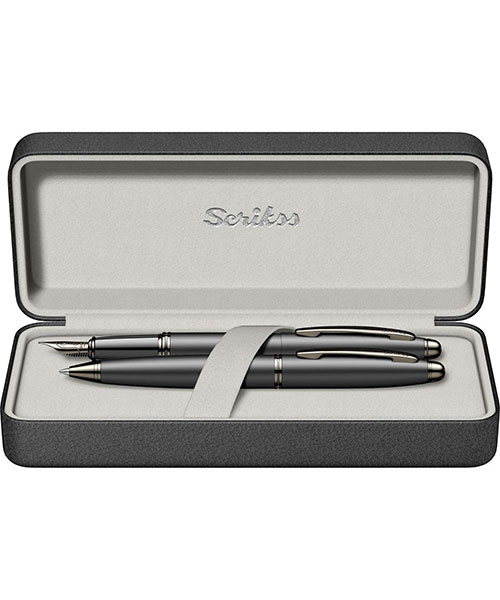 Scrikss Knight 88 Dolma Kalem - Tükenmez Kalem İkili Set Mat Siyah