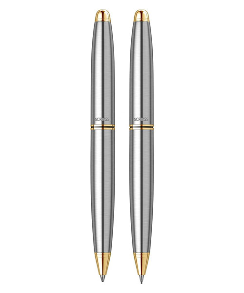 Scrikss Knight 88 Tükenmez Kalem - Versatil İkili Set Gold Krom