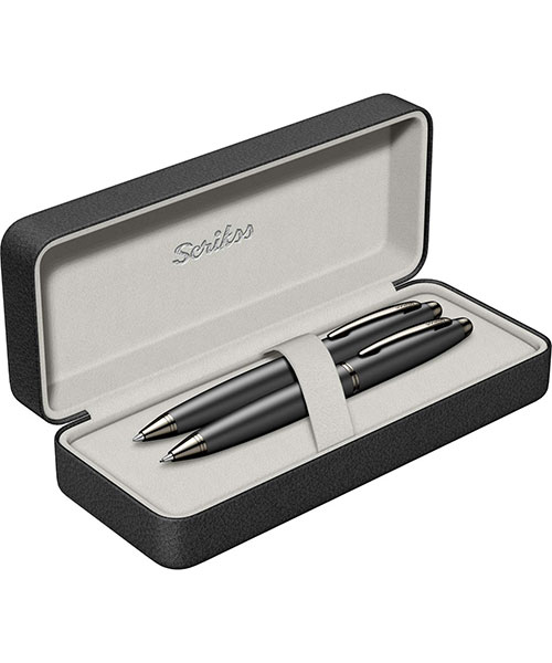 Scrikss Knight 88 Tükenmez Kalem - Versatil İkili Set Mat Siyah